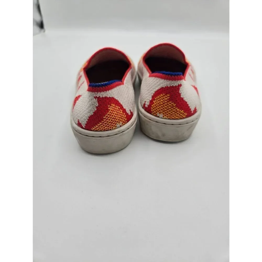 Rothys Kids Flame Sneakers Size 10 White Orange